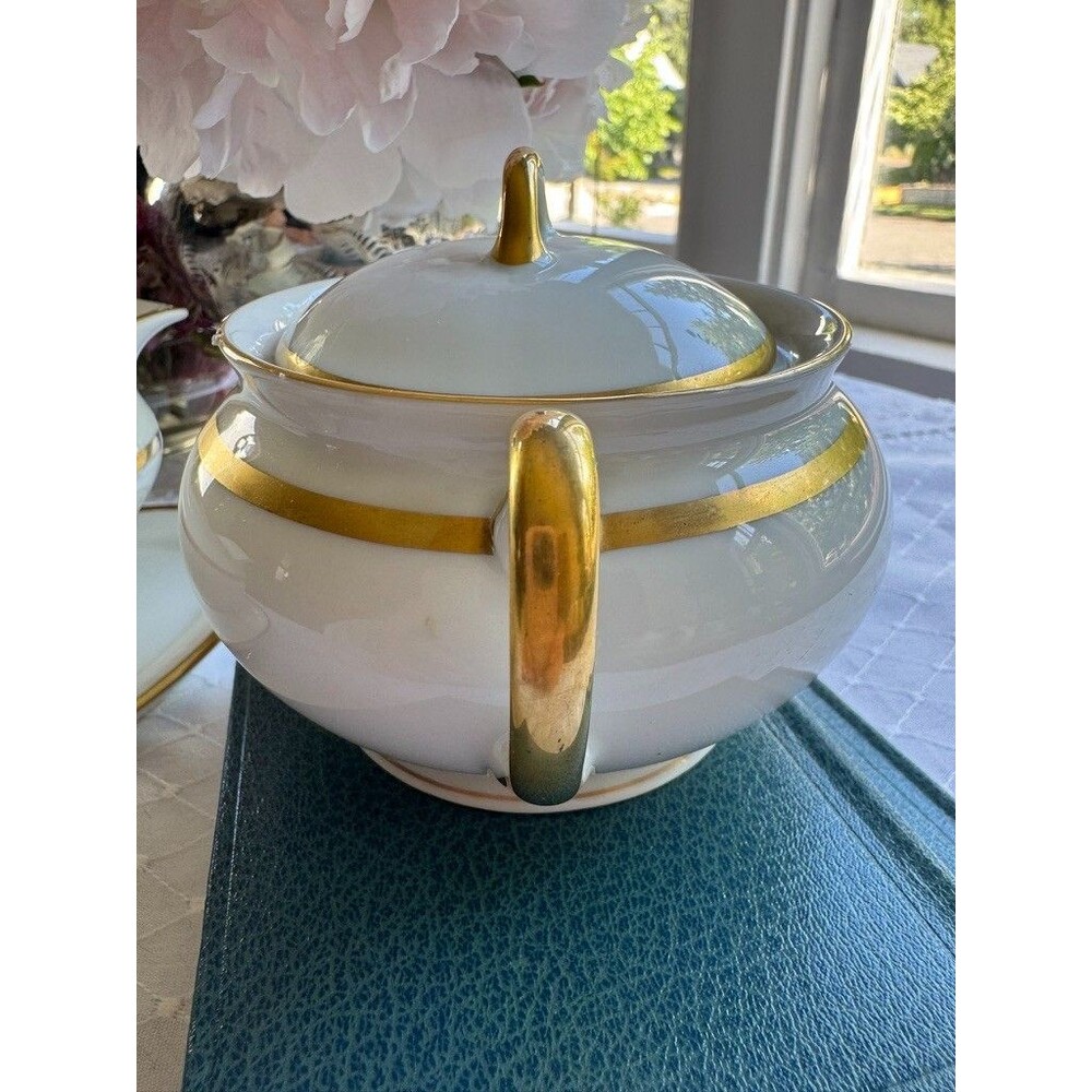 Vintage Schönwald Bavaria EAMAG Empire Porcelain GOLD rim Sugar Bowl Covered Lid - Picture 12 of 16